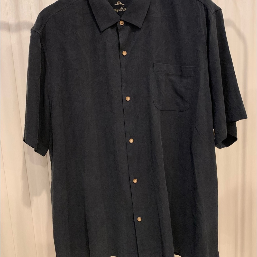 Tommy Bahama Silk Charcoal Casual Button Down Shirt